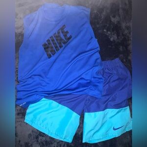 Nike boys youth size summer ready swim trunks and sleeveless DriFit shirt
